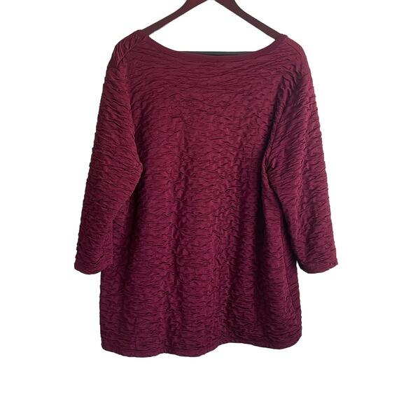 Cato Women Tunic Top 18/20 Maroon Rippled Textured Fabric Stretch Work Office - Picture 3 of 8